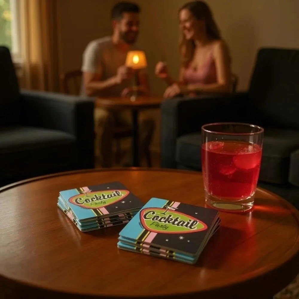 Retro Drink Coasters Set of 42 Vinyl Cocktail Party Mod hip​ Palm Springs
